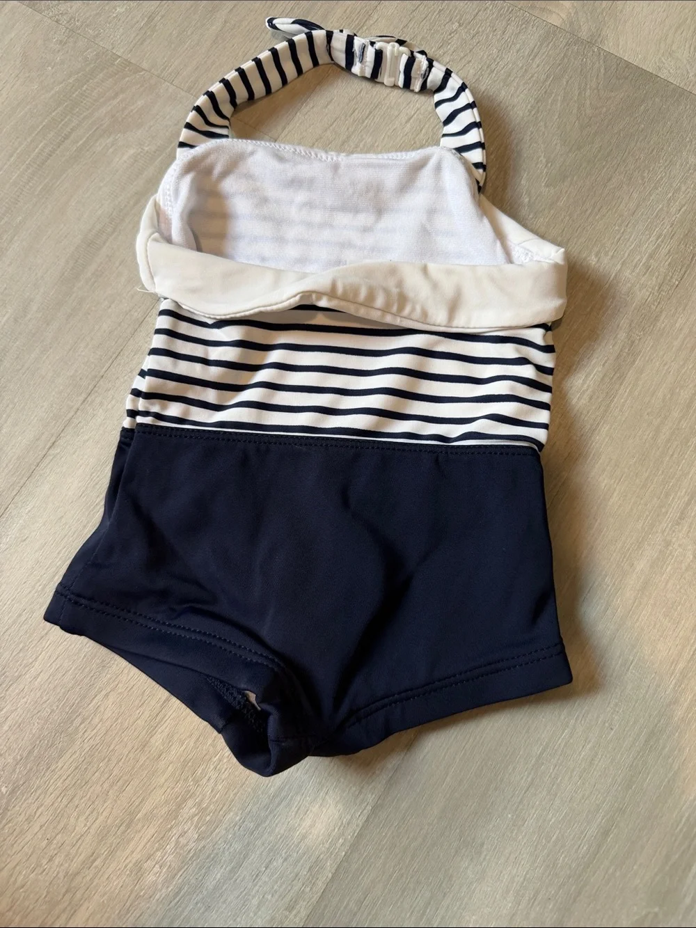 Janie and Jack Navy & White Striped Halter Infant One-Piece 3-6 months